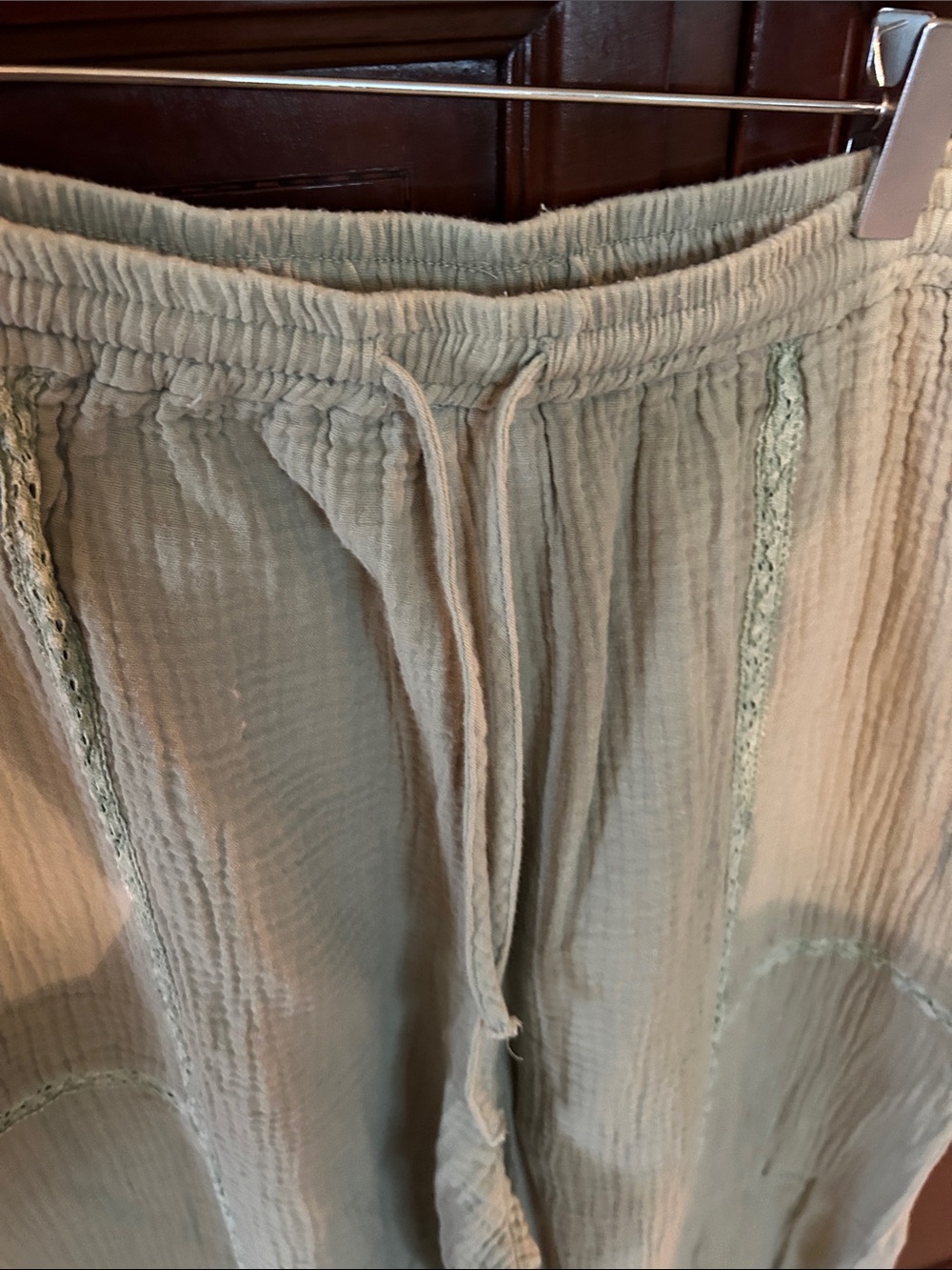 Relaxed Drawstring womens Pants in Sage Green - Picture 3 of 8